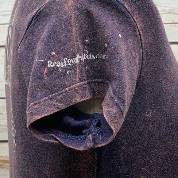 RTB Real Tough Babe Acid Wash Graphic Biker Babe Tee Shirt Woman's Size L #077 - Picture 6 of 11